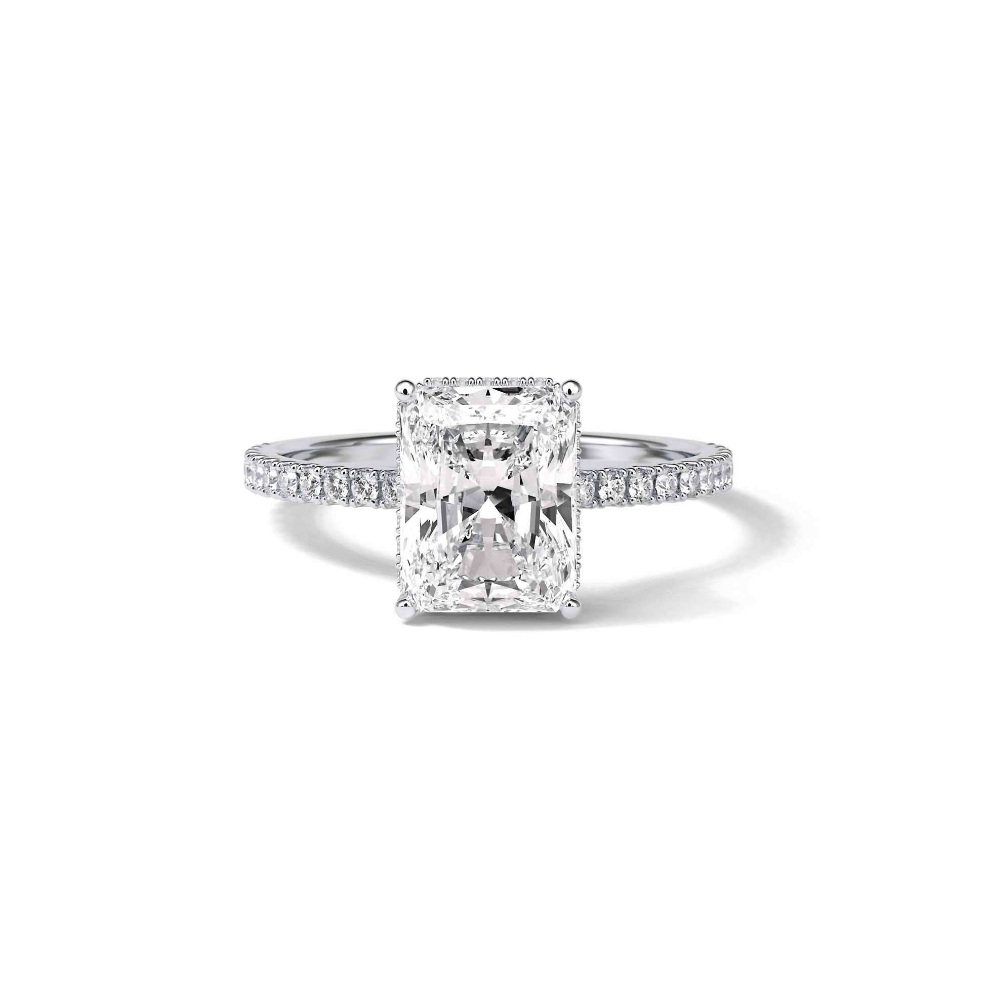 Radiant Hidden Halo & Pave Lab Grown Diamond Engagement Ring