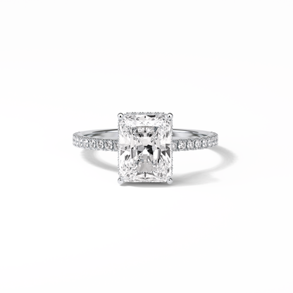 Radiant Hidden Halo & Pave Lab Grown Diamond Engagement Ring
