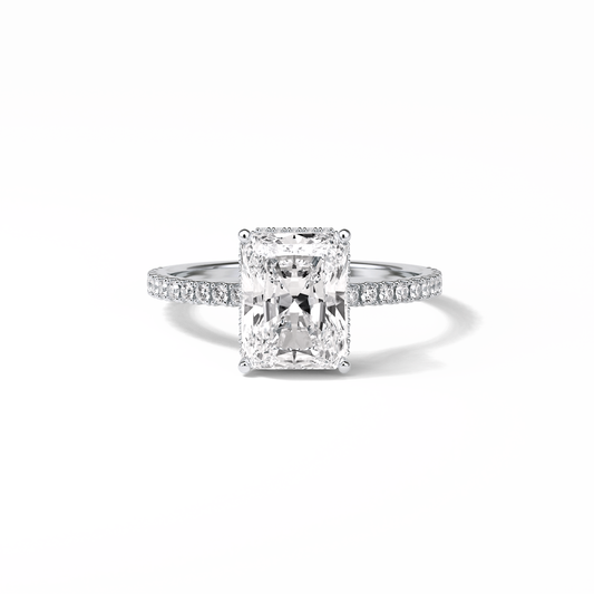 Radiant Hidden Halo & Pave Lab Grown Diamond Engagement Ring