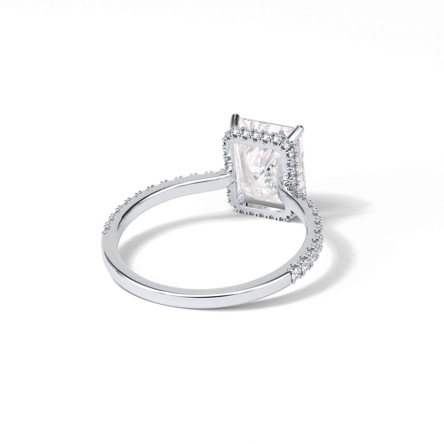 Radiant Hidden Halo & Pave Lab Grown Diamond Engagement Ring