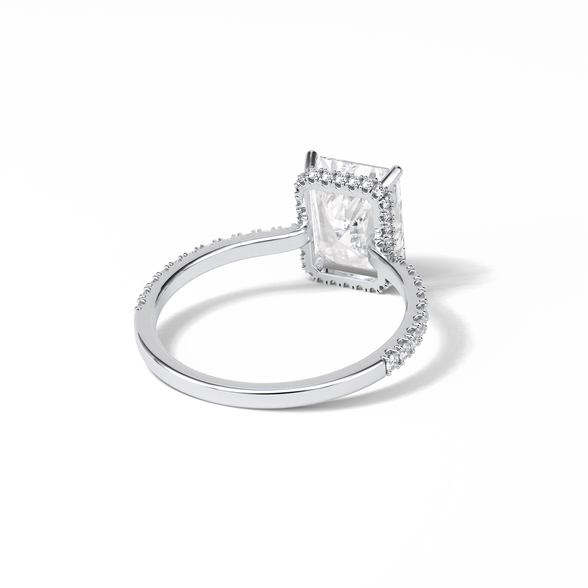 Radiant Hidden Halo & Pave Lab Grown Diamond Engagement Ring