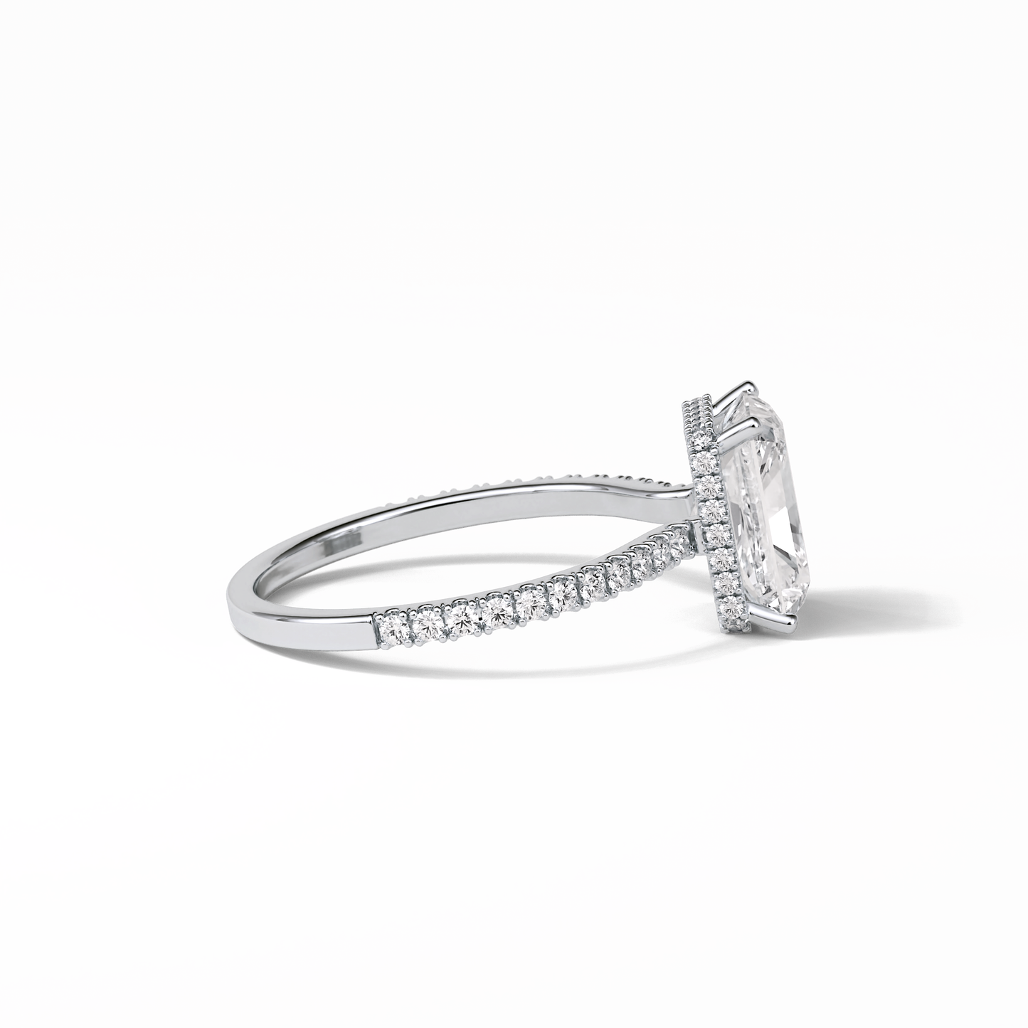 Radiant Hidden Halo & Pave Lab Grown Diamond Engagement Ring