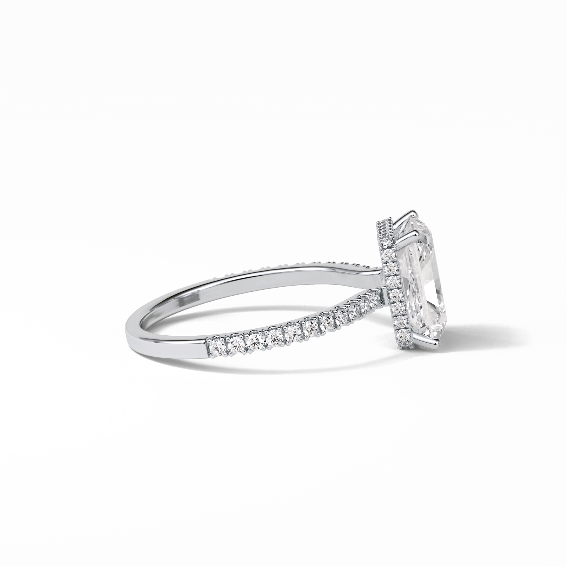 Radiant Hidden Halo & Pave Lab Grown Diamond Engagement Ring