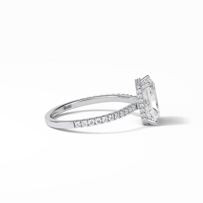 Radiant Hidden Halo & Pave Lab Grown Diamond Engagement Ring