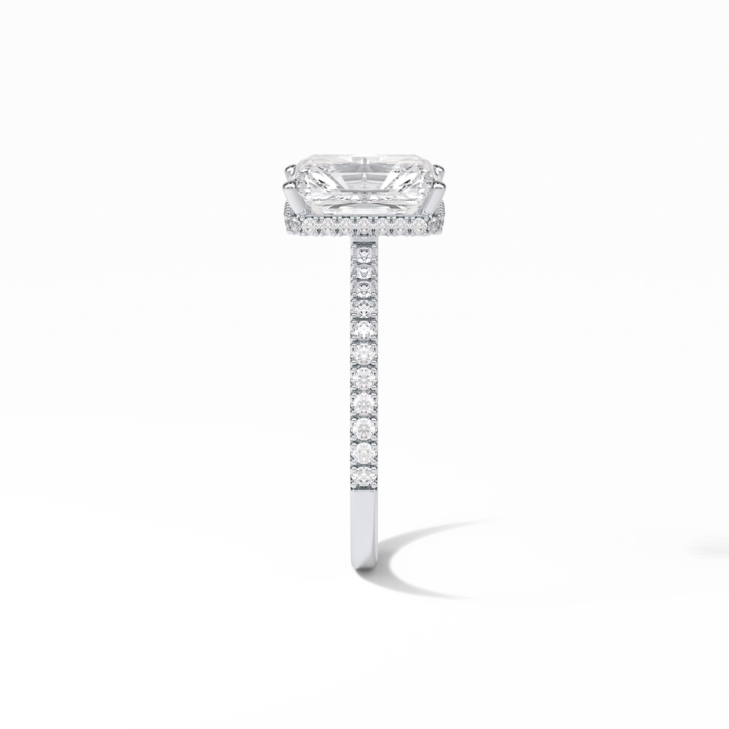 Radiant Hidden Halo & Pave Lab Grown Diamond Engagement Ring