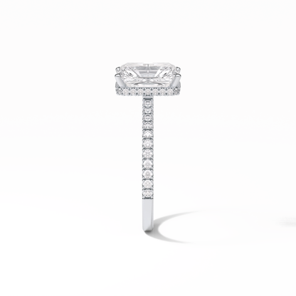 Radiant Hidden Halo & Pave Lab Grown Diamond Engagement Ring
