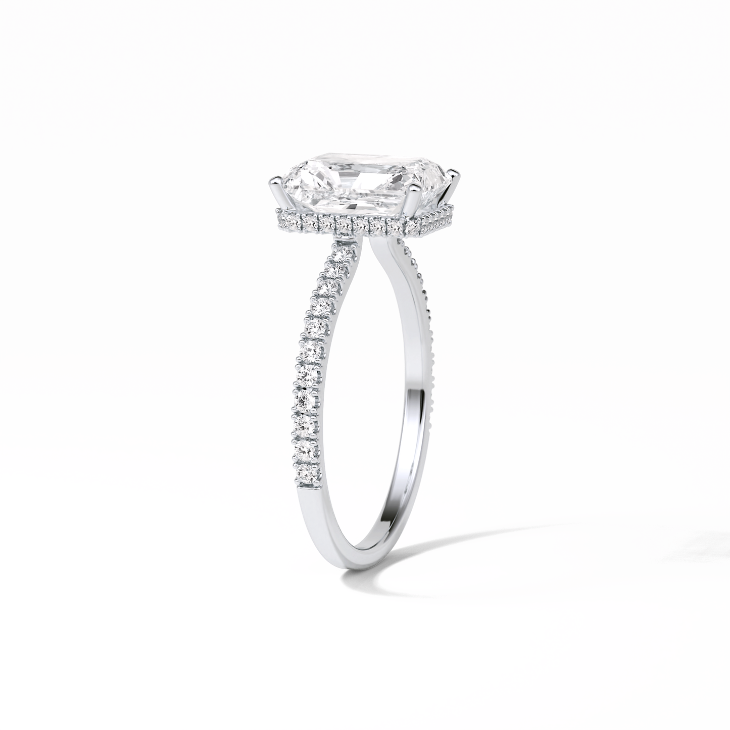 Radiant Hidden Halo & Pave Lab Grown Diamond Engagement Ring