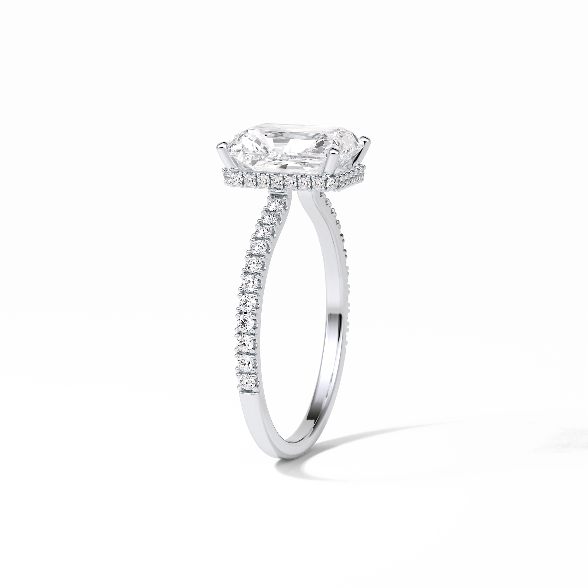 Radiant Hidden Halo & Pave Lab Grown Diamond Engagement Ring