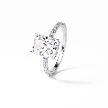 Radiant Hidden Halo & Pave Lab Grown Diamond Engagement Ring