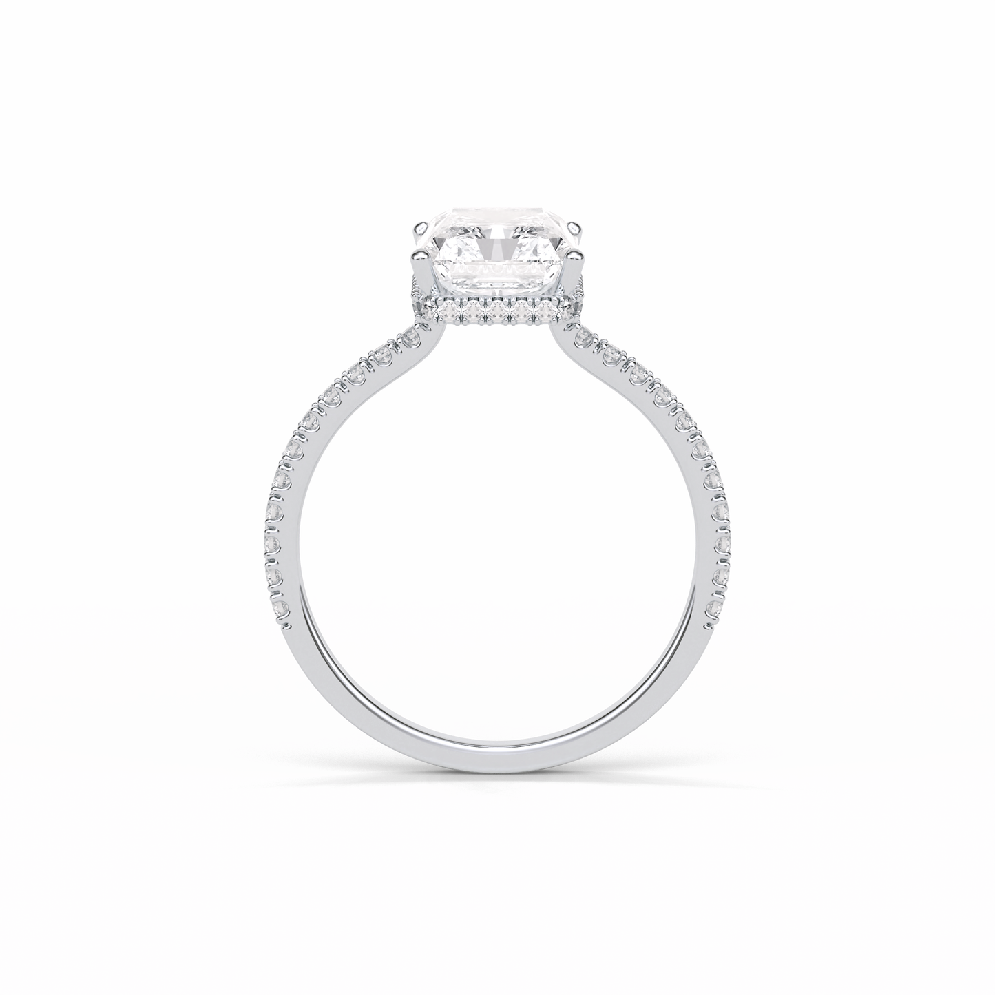 Radiant Hidden Halo & Pave Lab Grown Diamond Engagement Ring