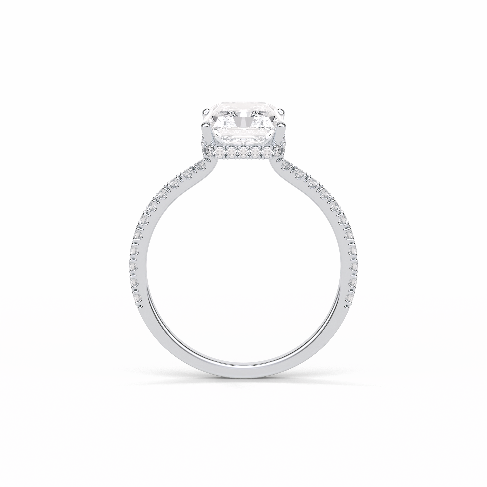 Radiant Hidden Halo & Pave Lab Grown Diamond Engagement Ring