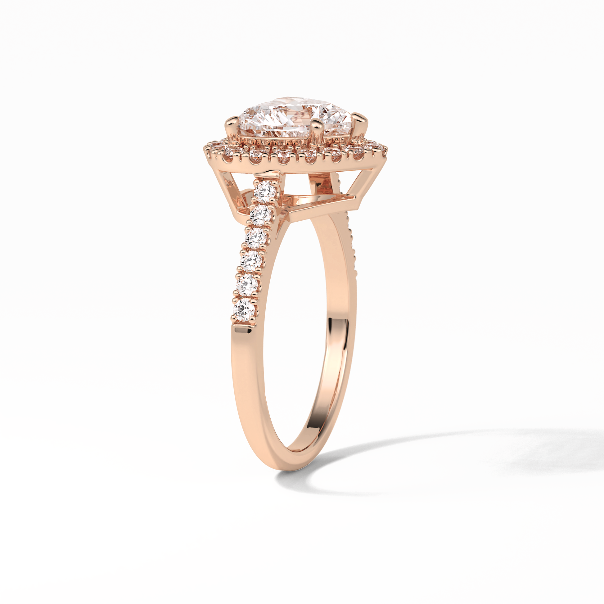 Heart Halo & Pave Lab Grown Diamond Engagement Ring