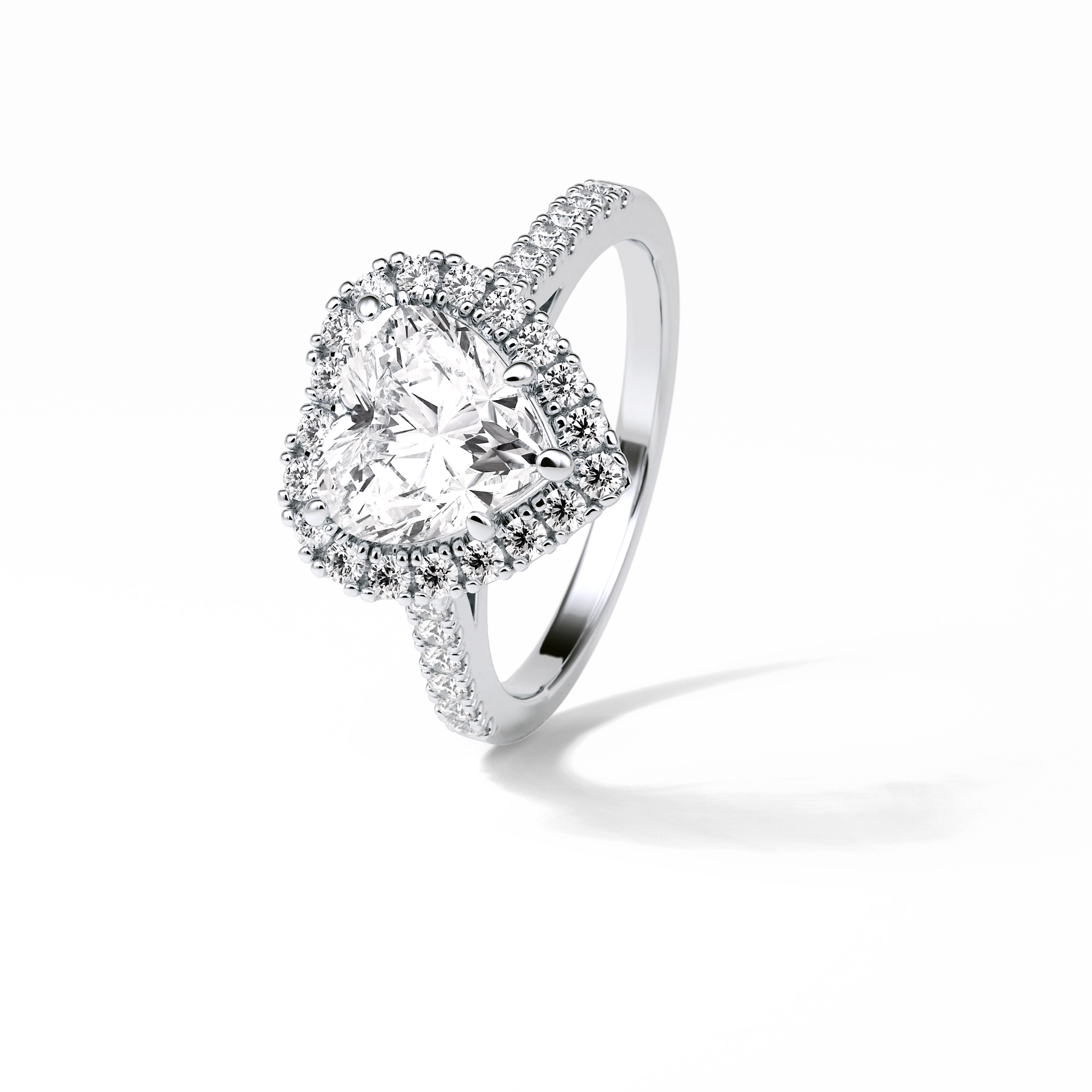 Heart Halo & Pave Lab Grown Diamond Engagement Ring