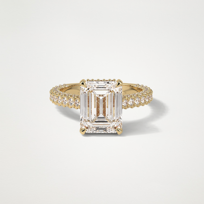 Emerald Pave Lab Grown Diamond Engagement Ring