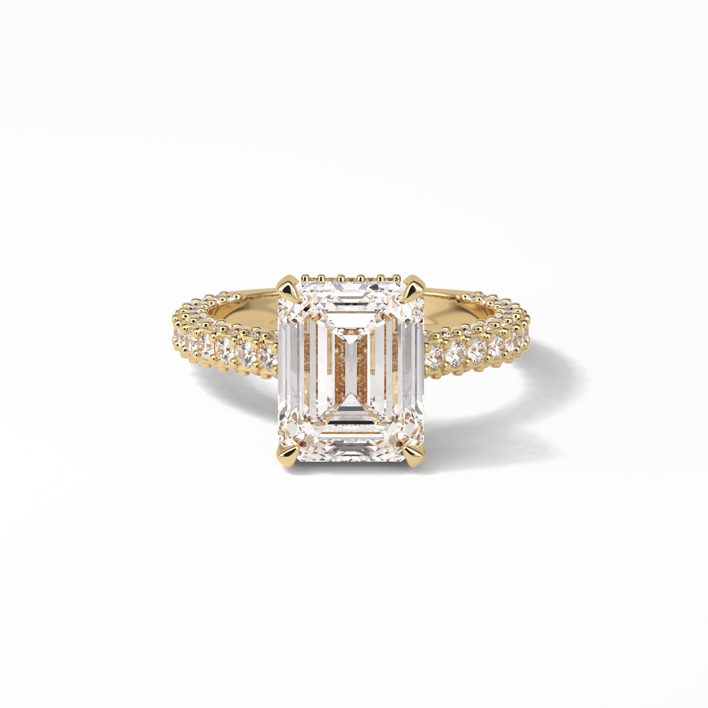 Emerald Pave Lab Grown Diamond Engagement Ring