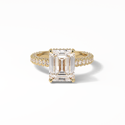 Emerald Pave Lab Grown Diamond Engagement Ring