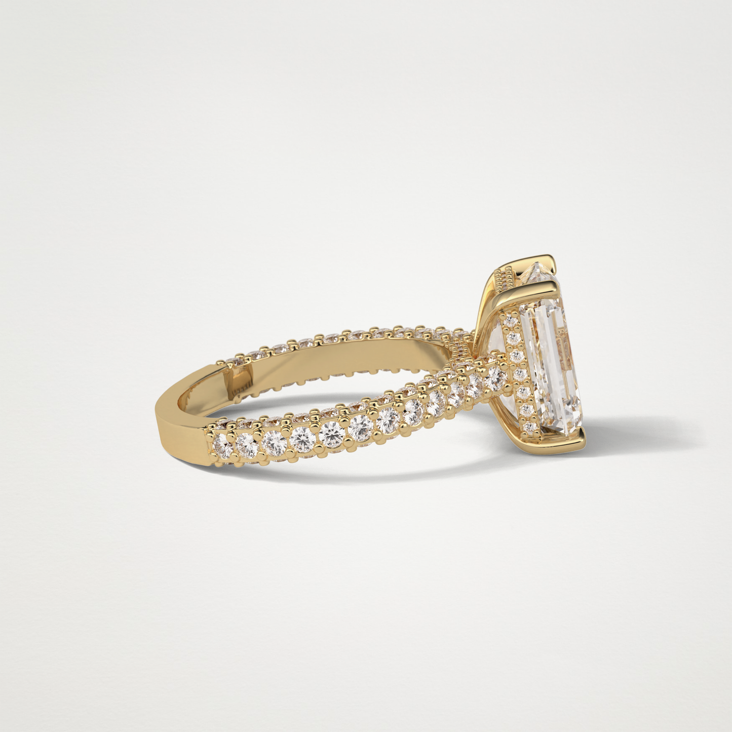 Emerald Pave Lab Grown Diamond Engagement Ring
