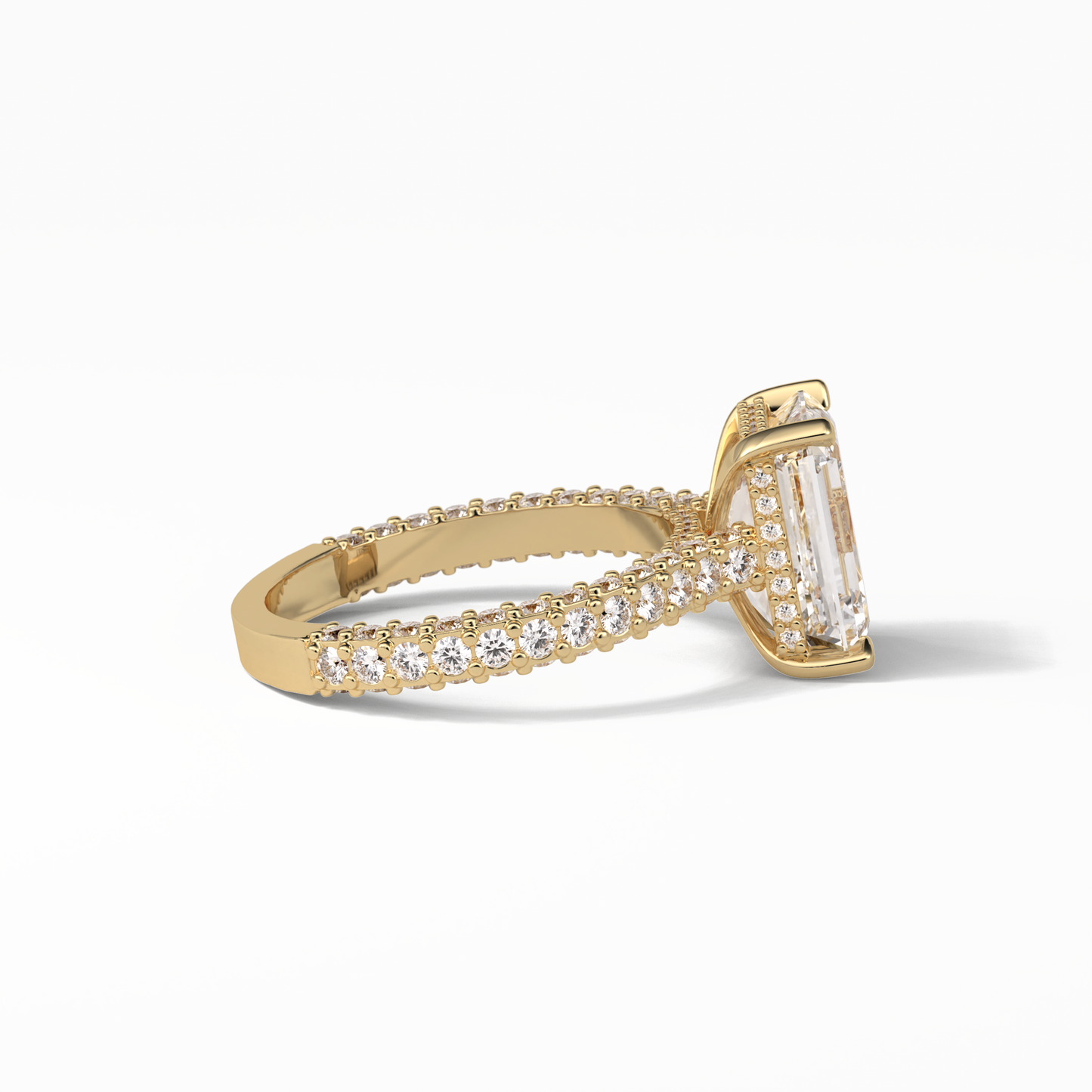 Emerald Pave Lab Grown Diamond Engagement Ring