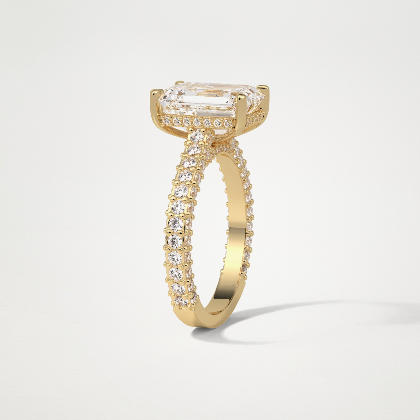 Emerald Pave Lab Grown Diamond Engagement Ring