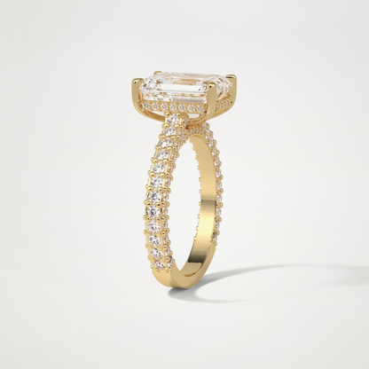 Emerald Pave Lab Grown Diamond Engagement Ring