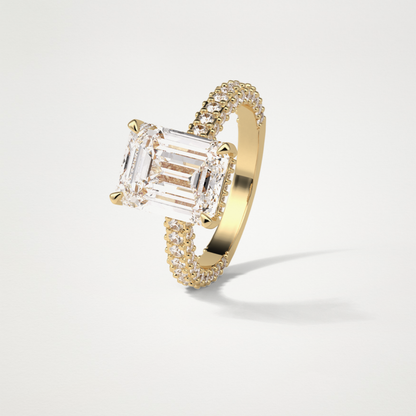 Emerald Pave Lab Grown Diamond Engagement Ring