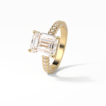 Emerald Pave Lab Grown Diamond Engagement Ring