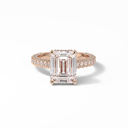 Emerald Pave Lab Grown Diamond Engagement Ring