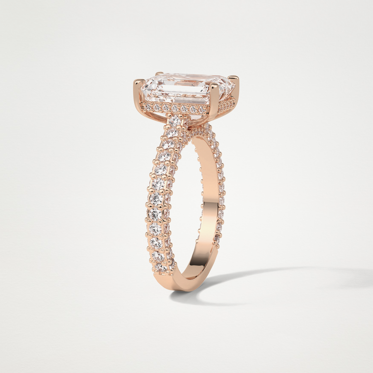 Emerald Pave Lab Grown Diamond Engagement Ring
