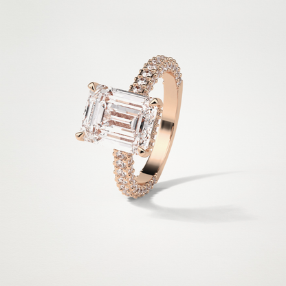 Emerald Pave Lab Grown Diamond Engagement Ring