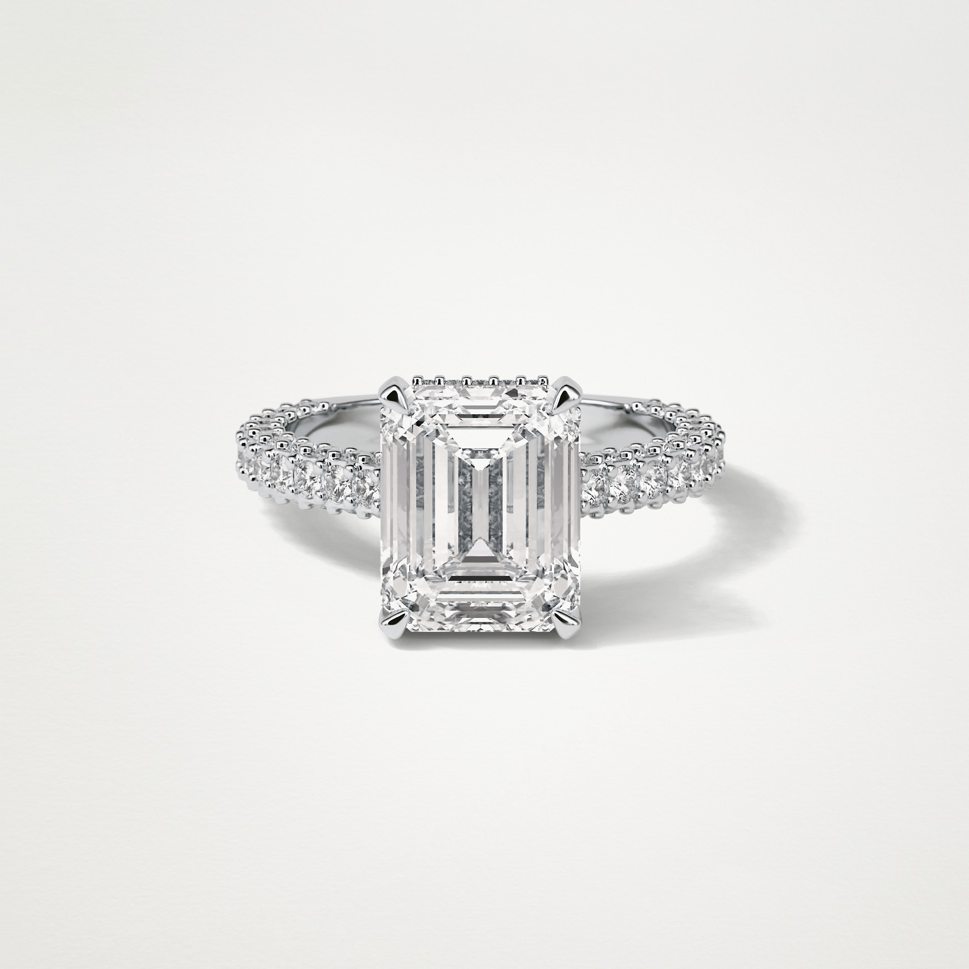 Emerald Pave Lab Grown Diamond Engagement Ring