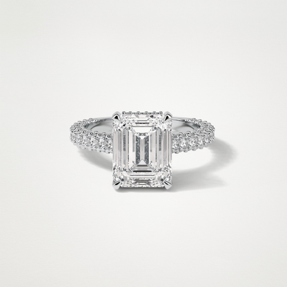 Emerald Pave Lab Grown Diamond Engagement Ring