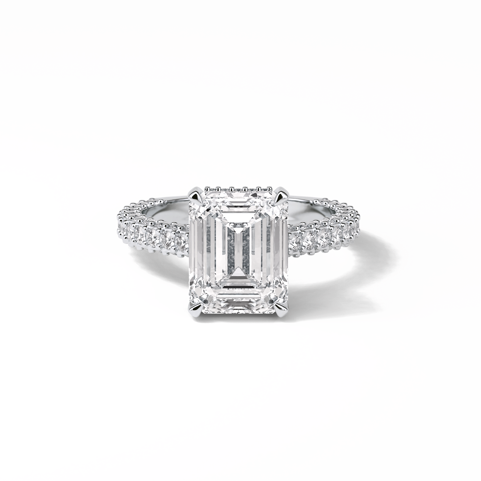 Emerald Pave Lab Grown Diamond Engagement Ring