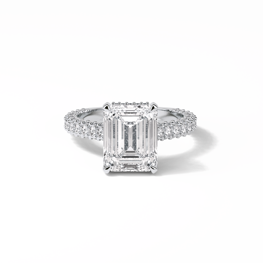 Emerald Pave Lab Grown Diamond Engagement Ring