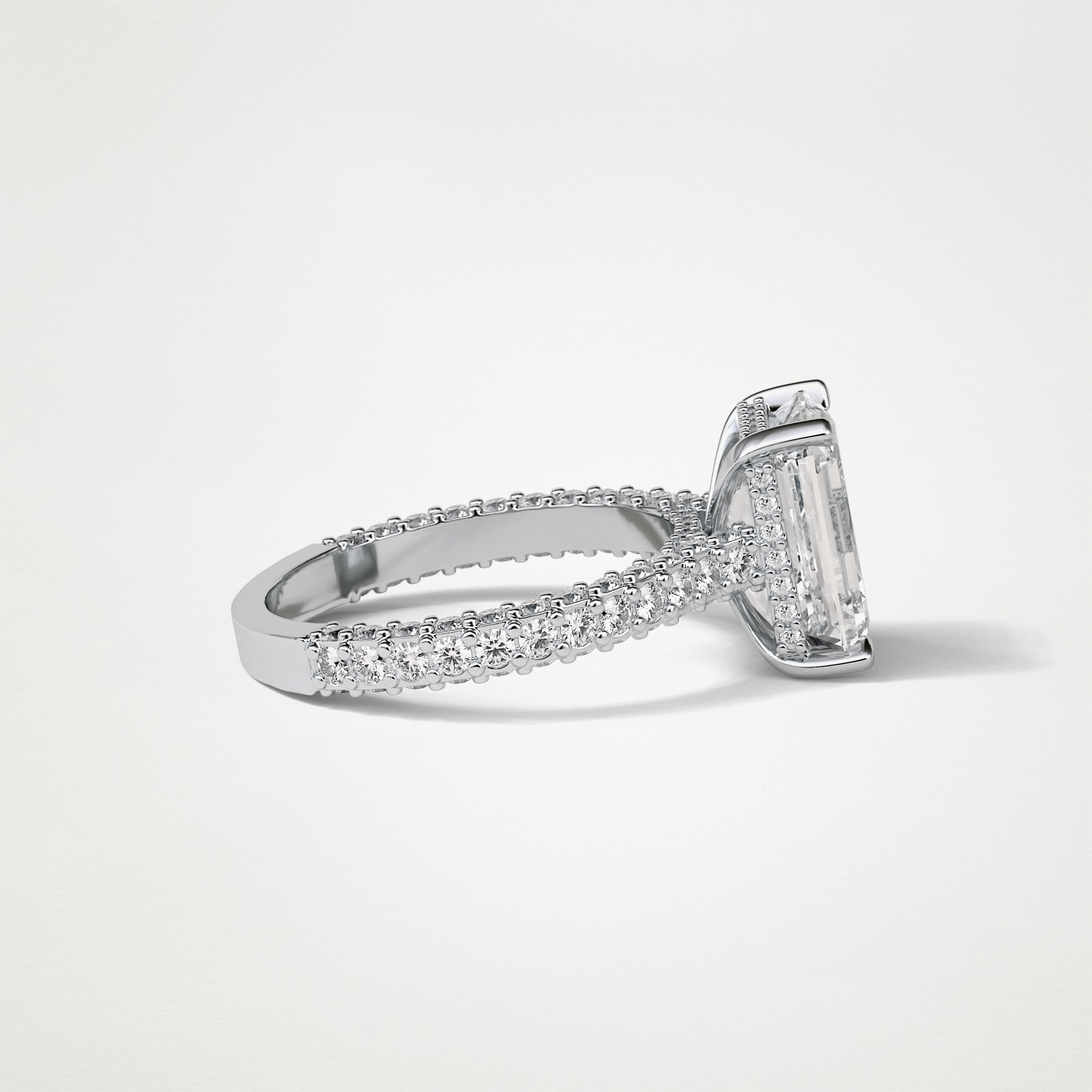 Emerald Pave Lab Grown Diamond Engagement Ring