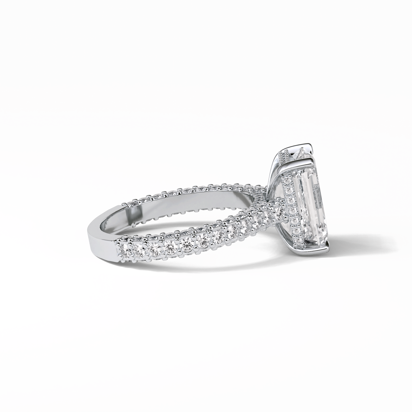 Emerald Pave Lab Grown Diamond Engagement Ring