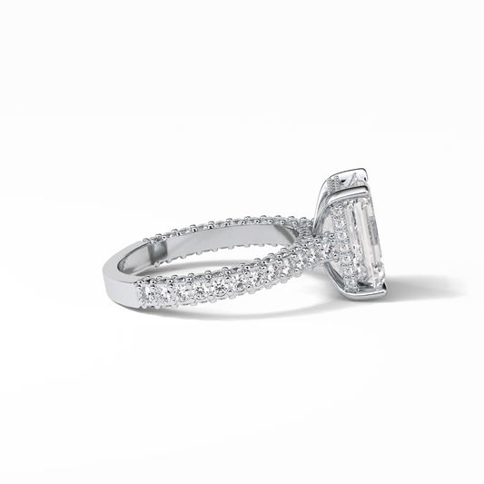 Emerald Pave Lab Grown Diamond Engagement Ring