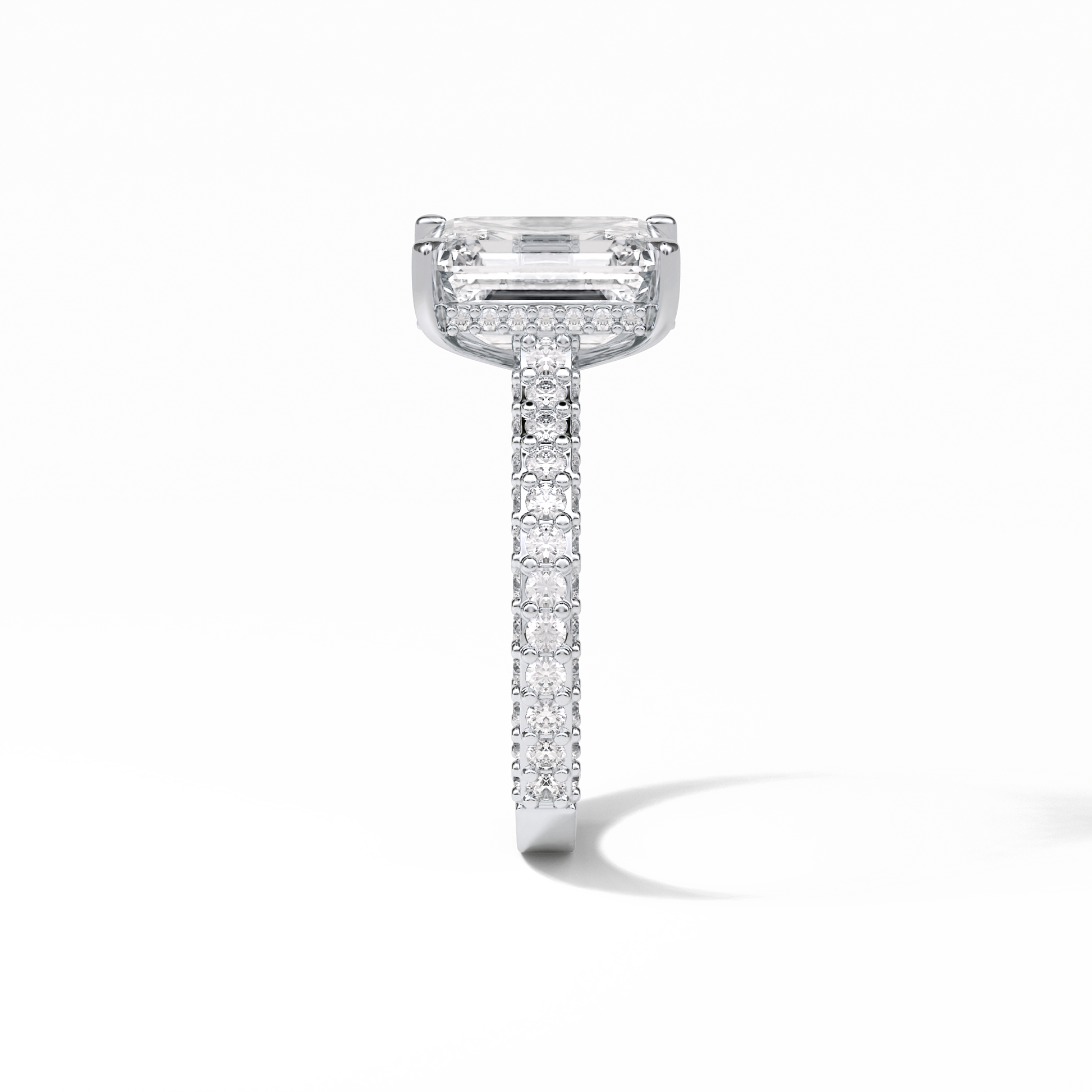 Emerald Pave Lab Grown Diamond Engagement Ring