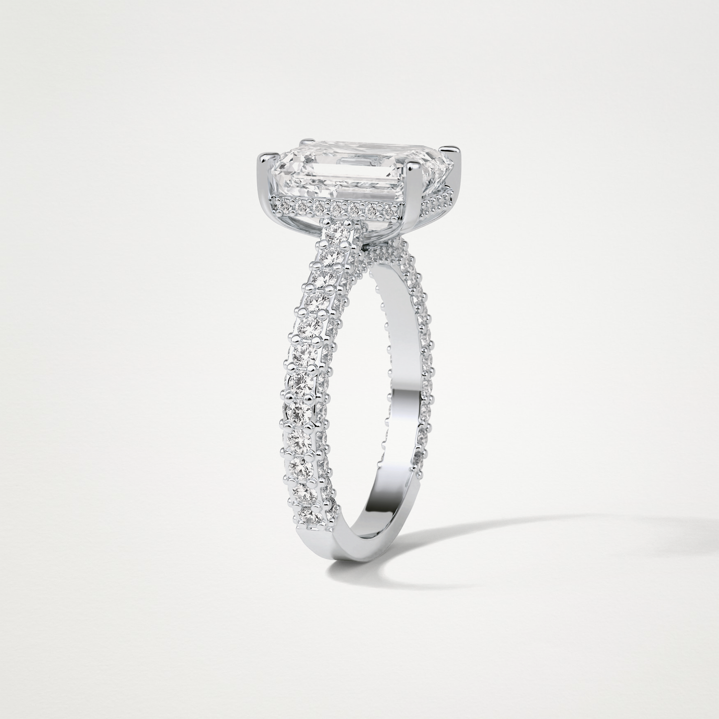 Emerald Pave Lab Grown Diamond Engagement Ring