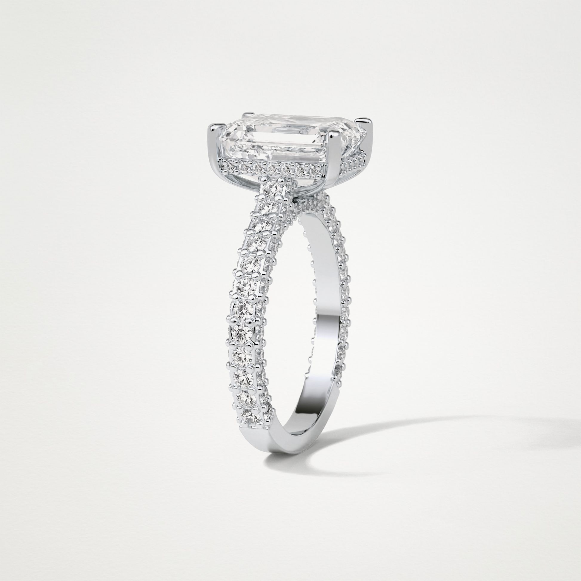 Emerald Pave Lab Grown Diamond Engagement Ring