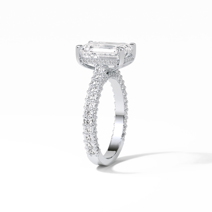 Emerald Pave Lab Grown Diamond Engagement Ring