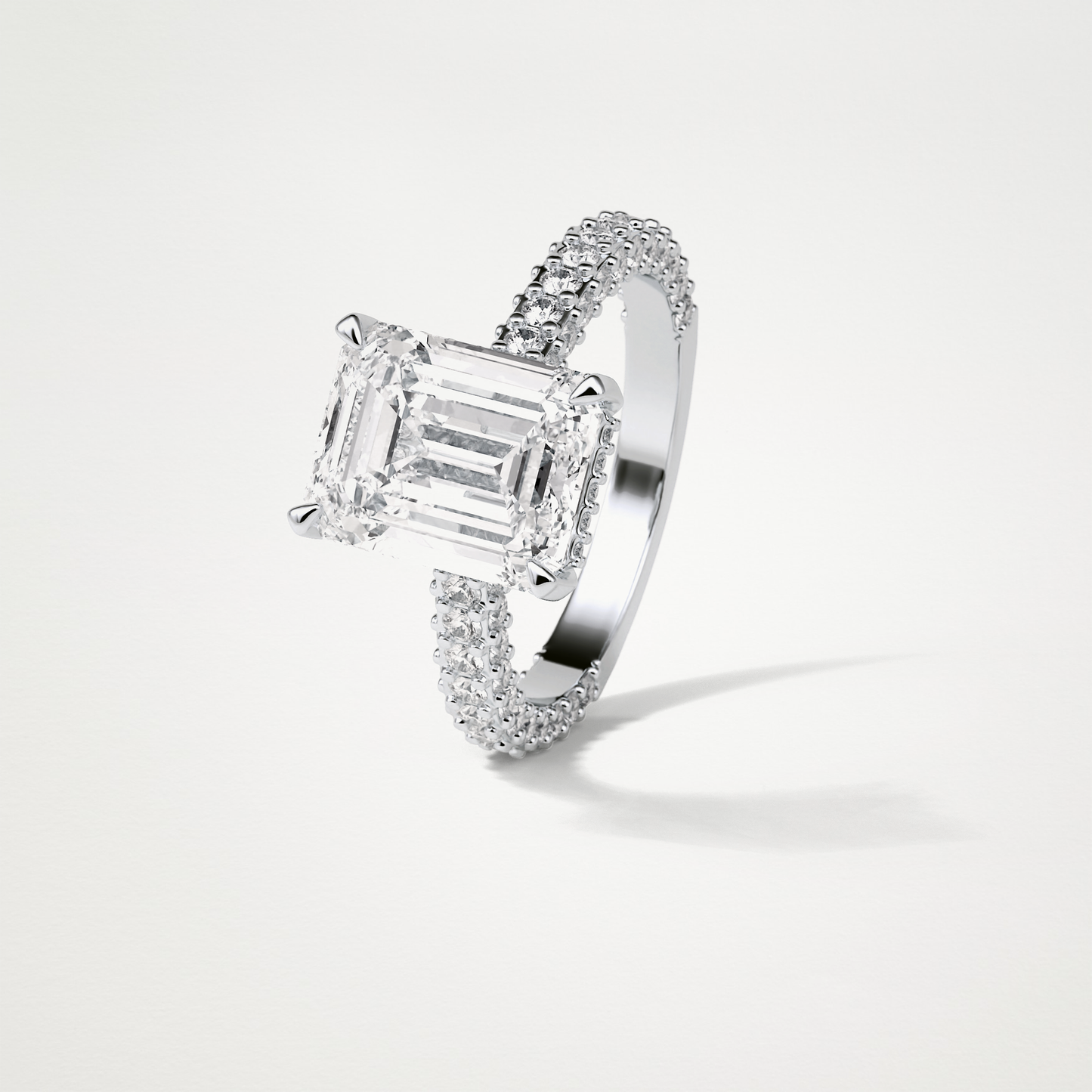Emerald Pave Lab Grown Diamond Engagement Ring