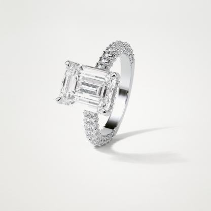 Emerald Pave Lab Grown Diamond Engagement Ring