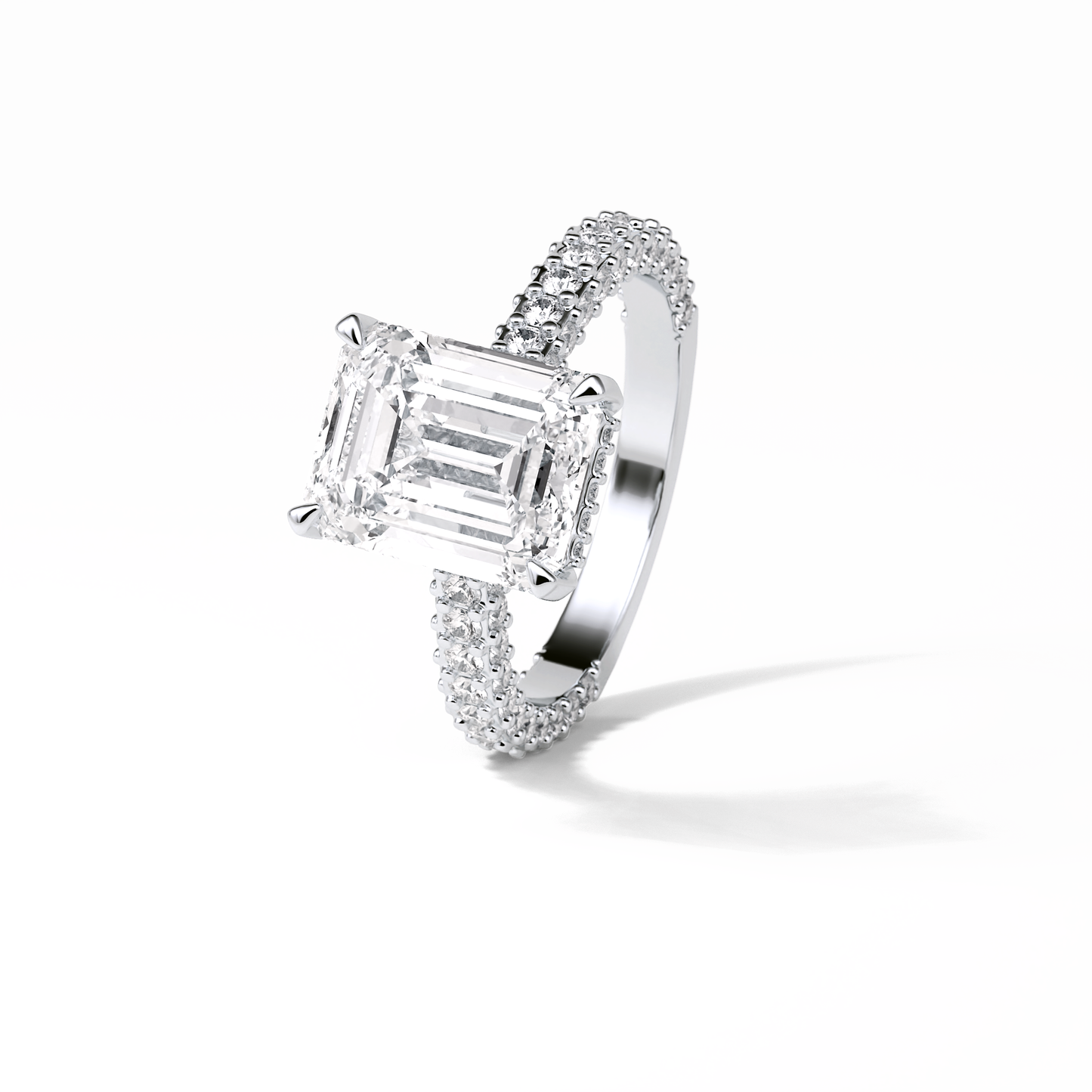 Emerald Pave Lab Grown Diamond Engagement Ring