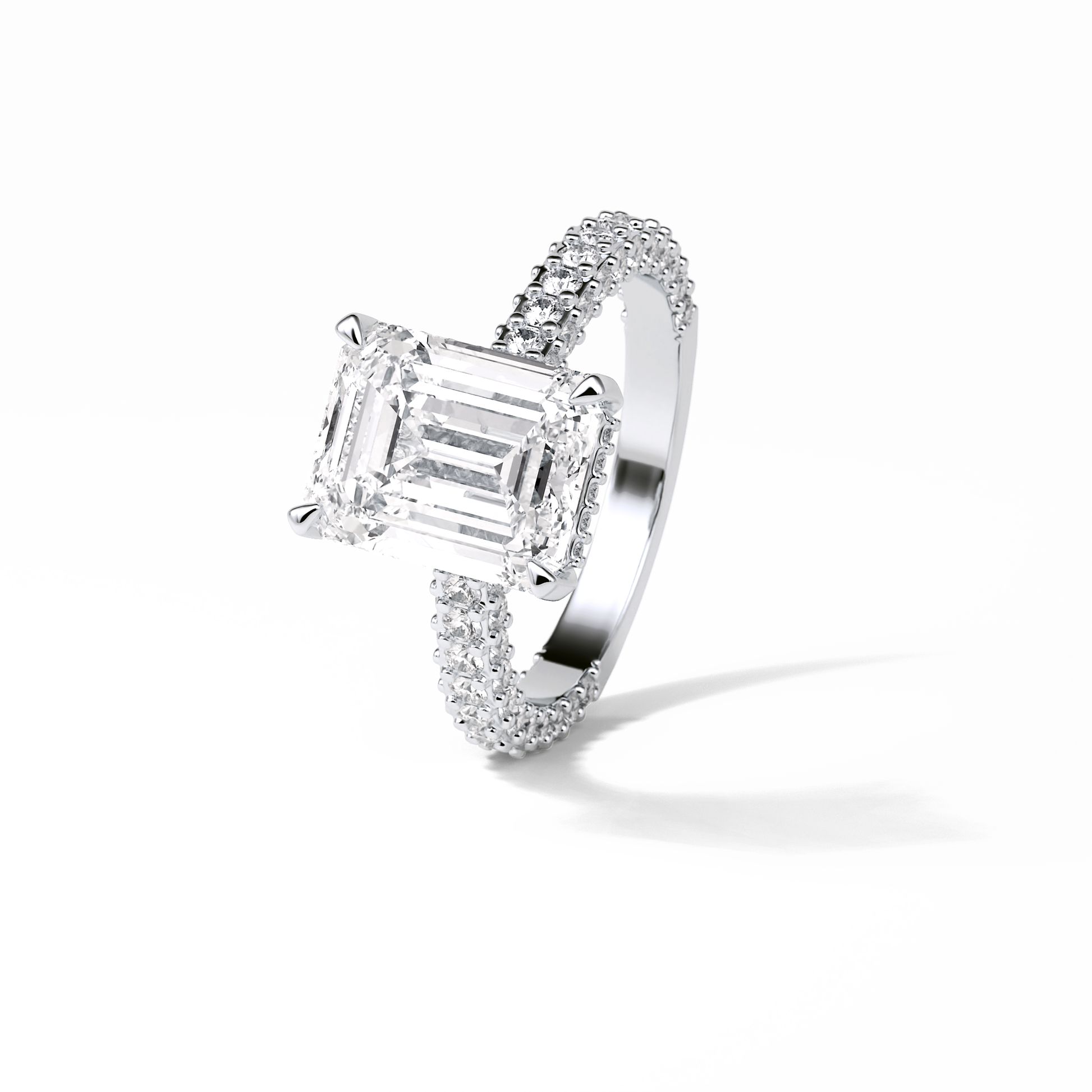 Emerald Pave Lab Grown Diamond Engagement Ring
