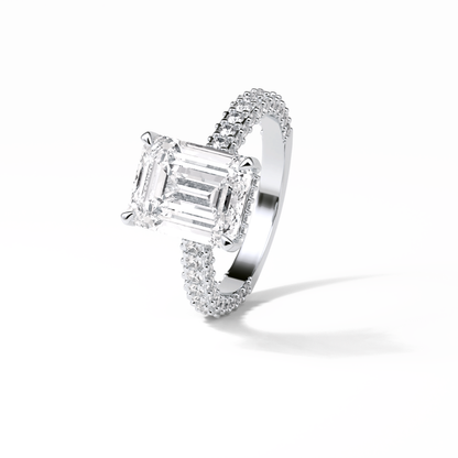 Emerald Pave Lab Grown Diamond Engagement Ring