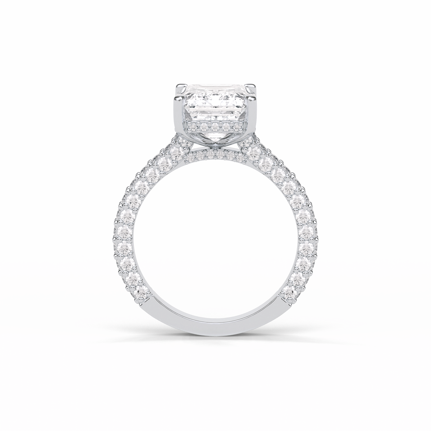 Emerald Pave Lab Grown Diamond Engagement Ring
