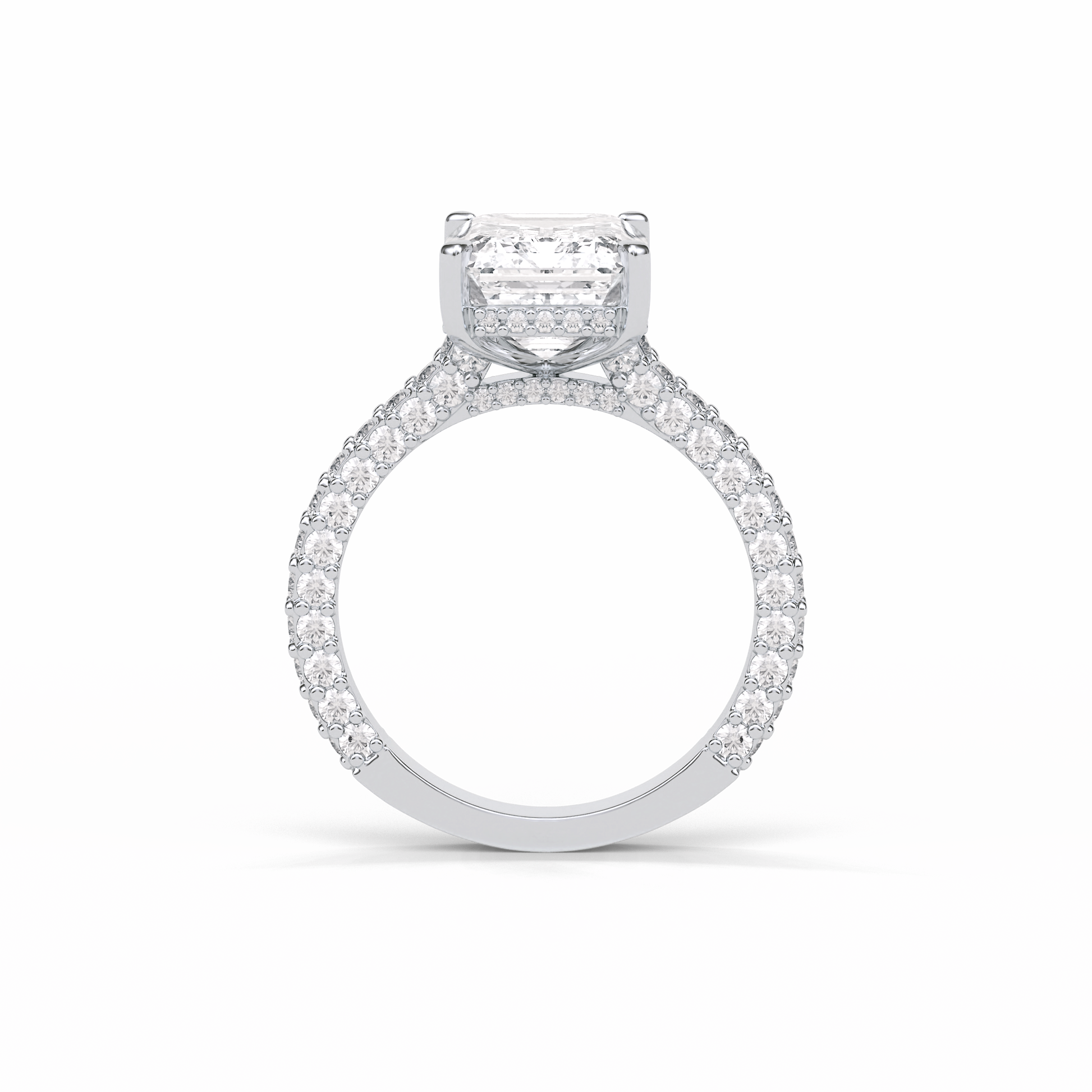 Emerald Pave Lab Grown Diamond Engagement Ring