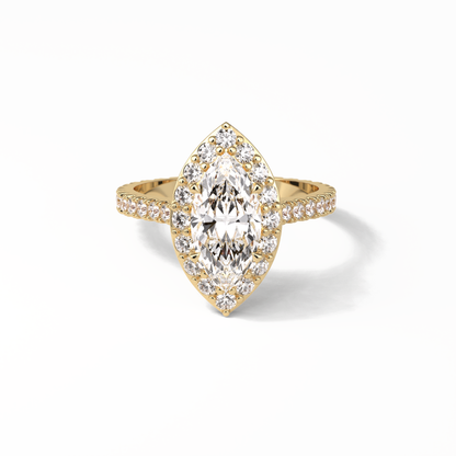 Marquise Pave & Halo Lab Grown Diamond Engagement Ring