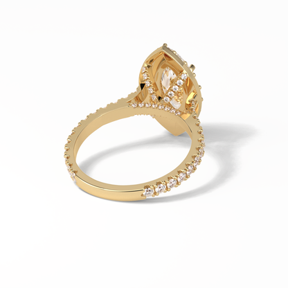 Marquise Pave & Halo Lab Grown Diamond Engagement Ring