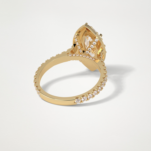 Marquise Pave & Halo Lab Grown Diamond Engagement Ring